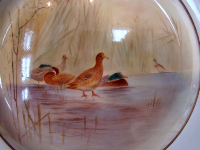 A fine and rare set of 12 hand painted Royal Doulton "Cabinet" plates featuring 'game birds' circa 1910 — image 4
